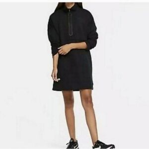Nike Tech Fleece Black Sweatshirt Quarter Zip Dress Size XS